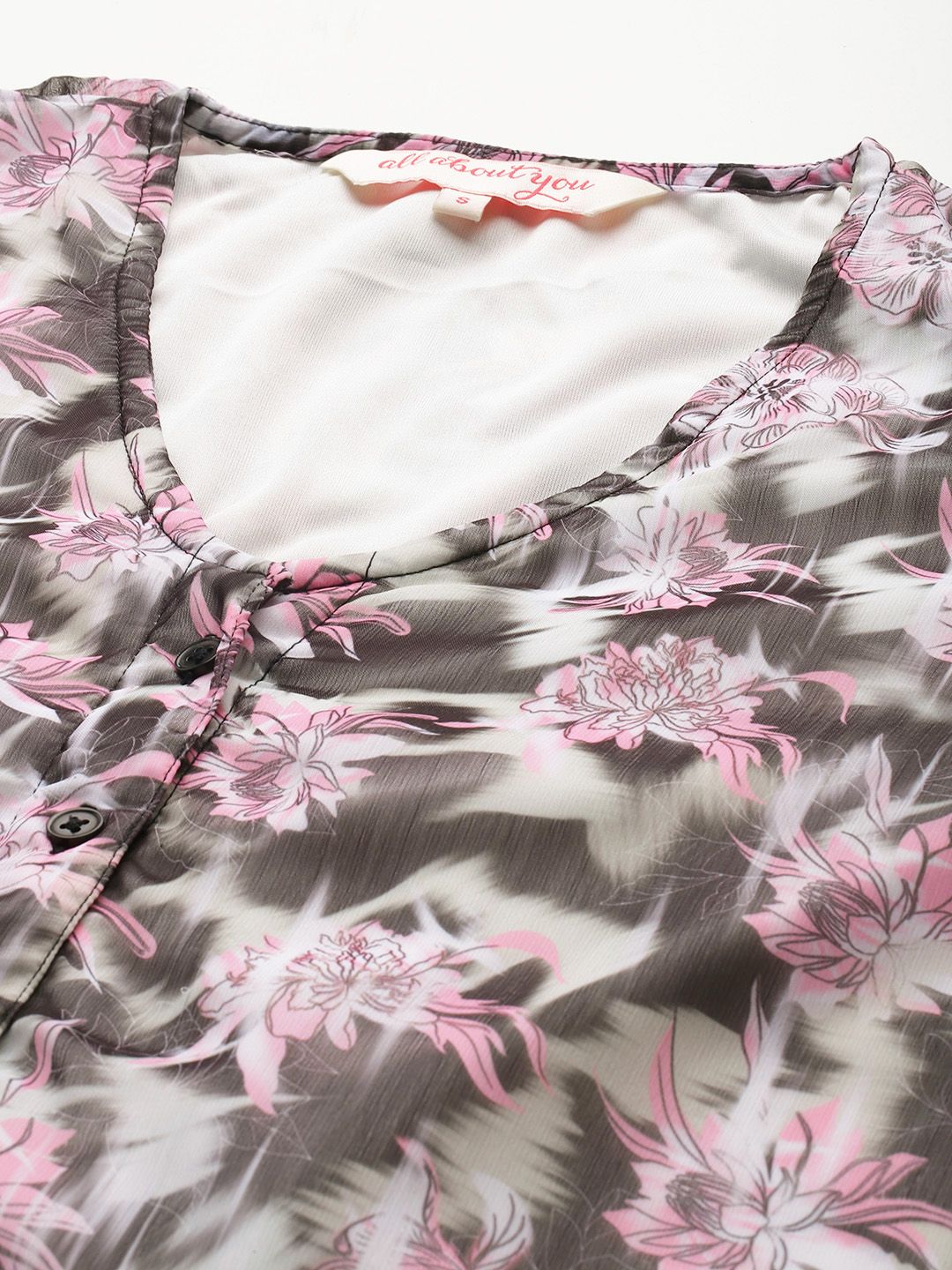all about you Floral Print Puff Sleeves Ruffles Peplum Top