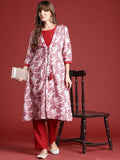Anouk Ethnic Motifs Print Layered Kurta with Trousers & Top