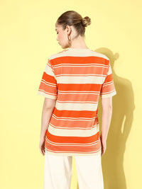 DILLINGER Striped Oversized Drop-Shoulder Sleeves Pure Cotton T-shirt