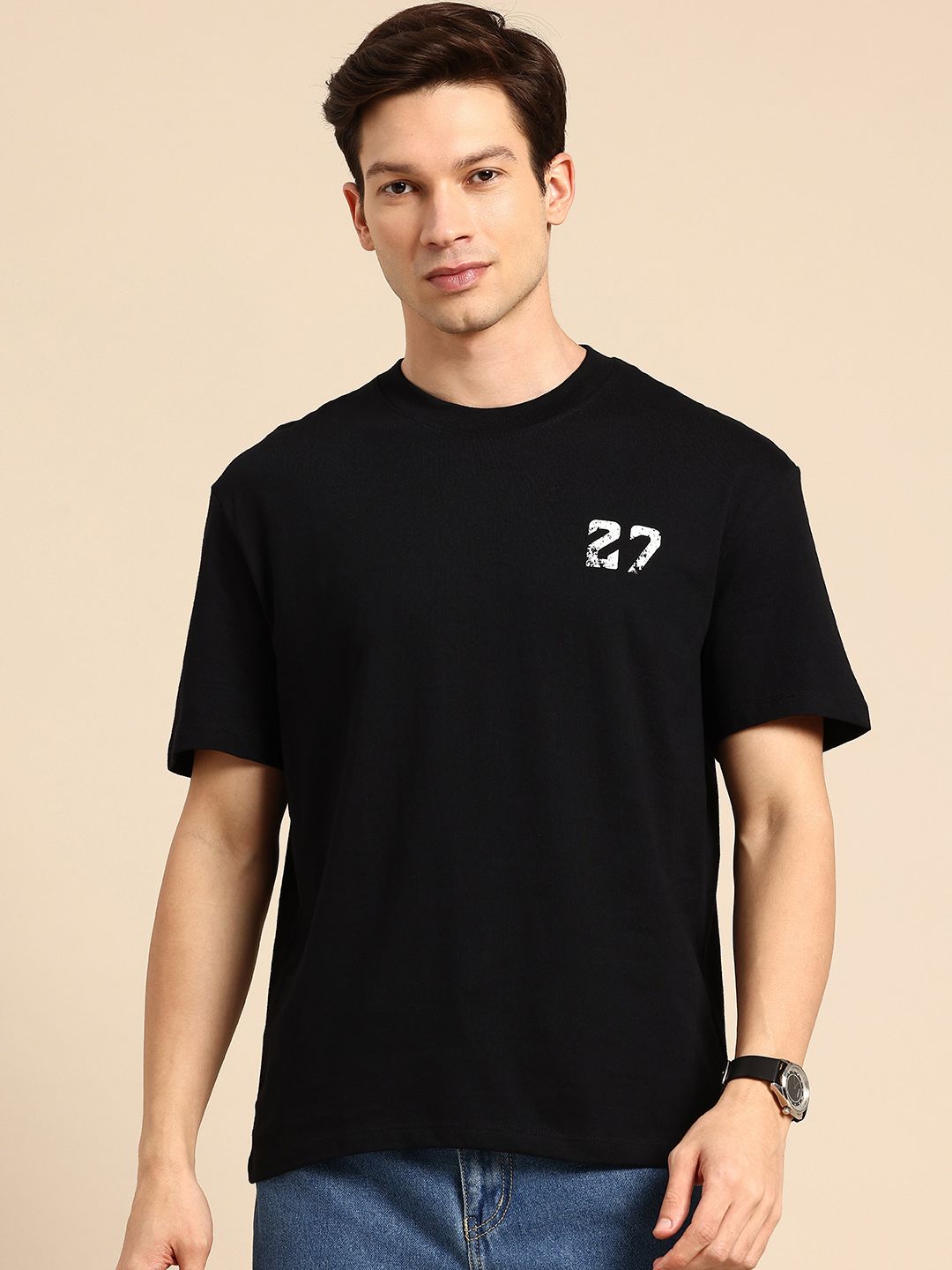 Being Human Graphic Printed Drop-Shoulder Sleeves Pure Cotton T-shirt