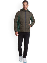 Being Human Men Olive Green Striped Longline Tailored Jacket