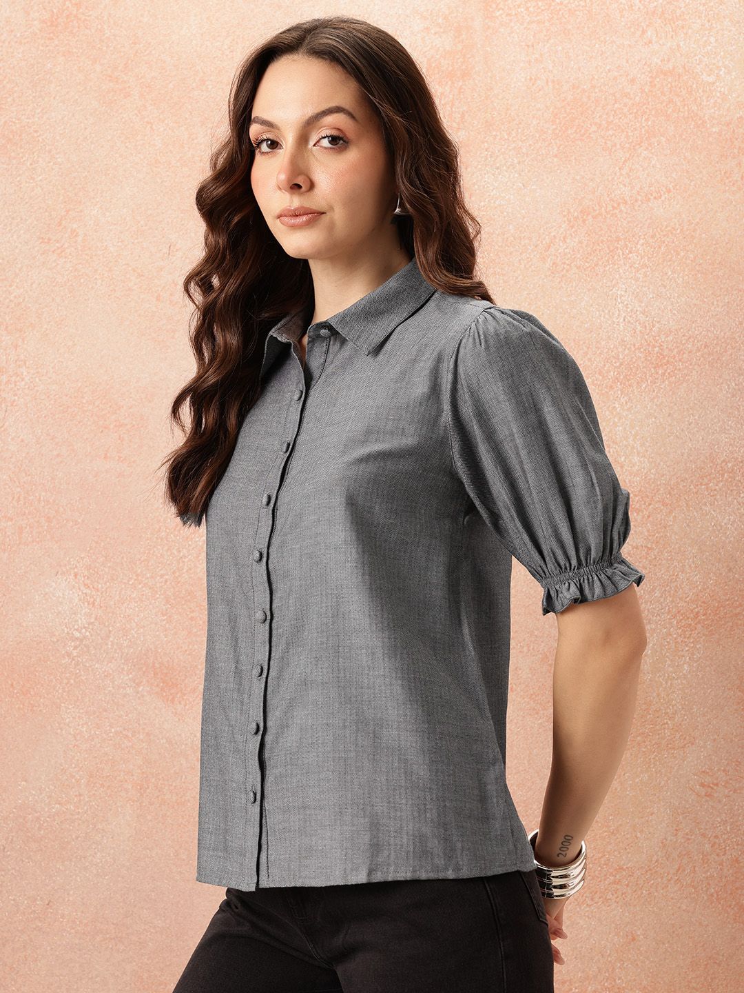 all about you Puff Sleeves Casual Shirt