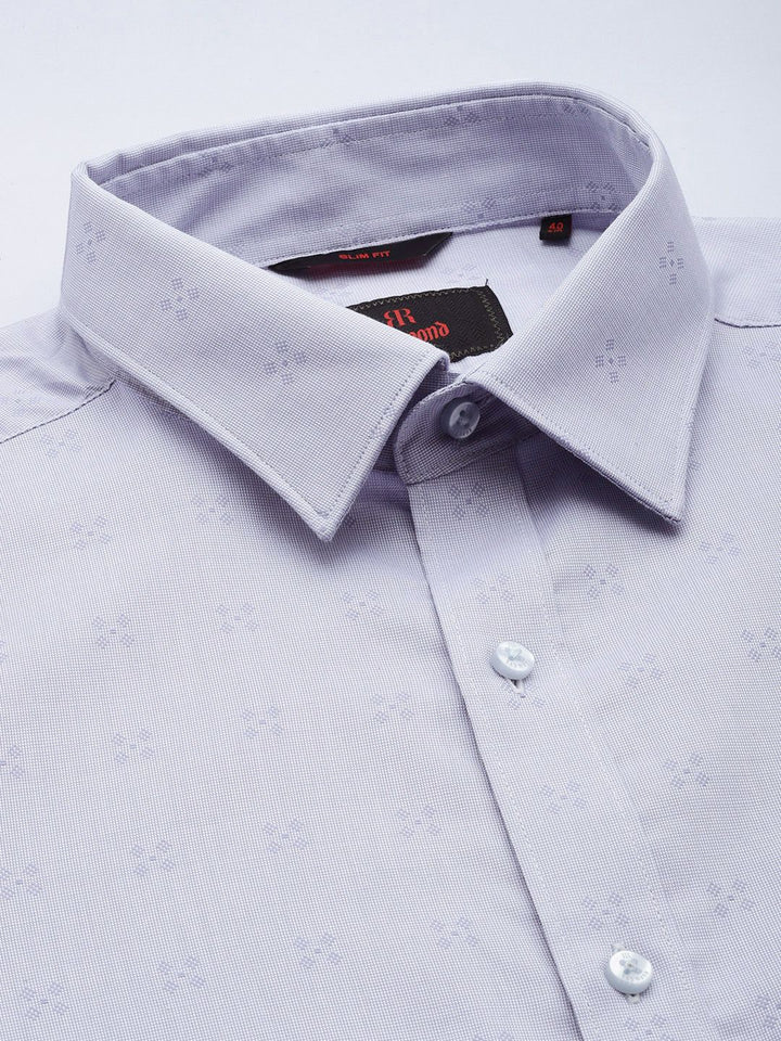 Raymond Pure Cotton Self Design Textured Slim Fit Formal Shirt