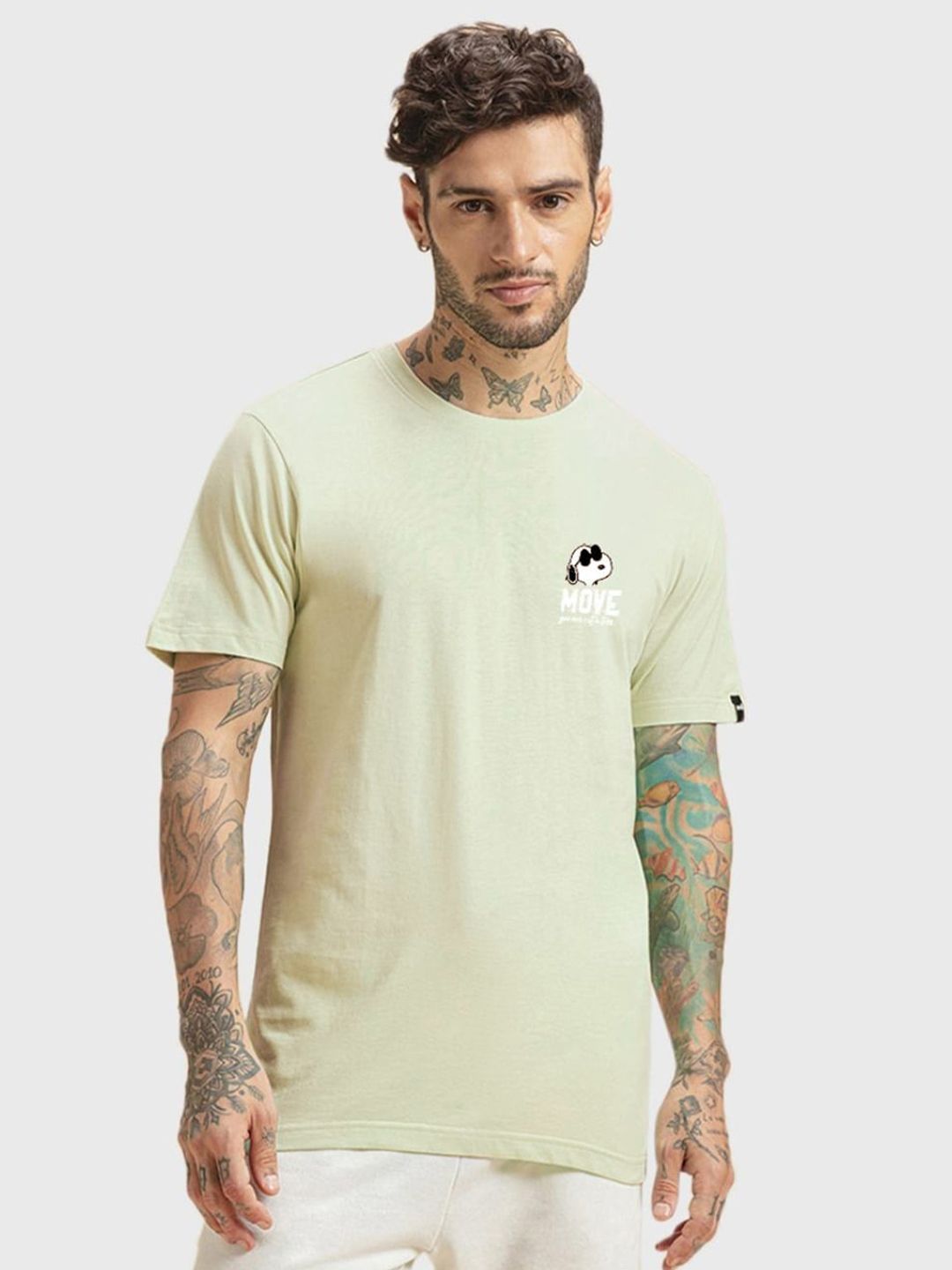 Bewakoof Green Graphic Printed Cotton T-shirt