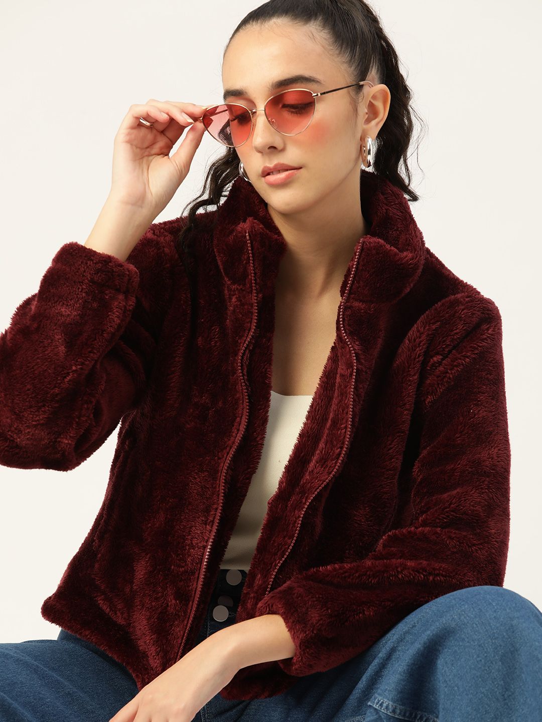 DressBerry Women Burgundy Tailored Jacket