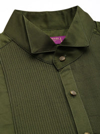 House of Pataudi Pure Cotton Pleated Wingtip Collar Party Shirt