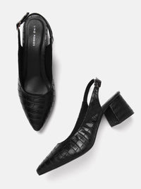Lino Perros Croc-Textured Block Heel Pumps