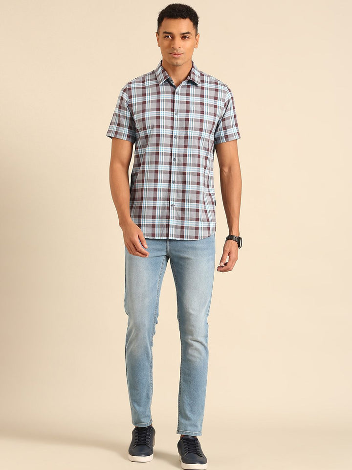 Being Human Slim Fit Opaque Checked Pure Cotton Casual Shirt