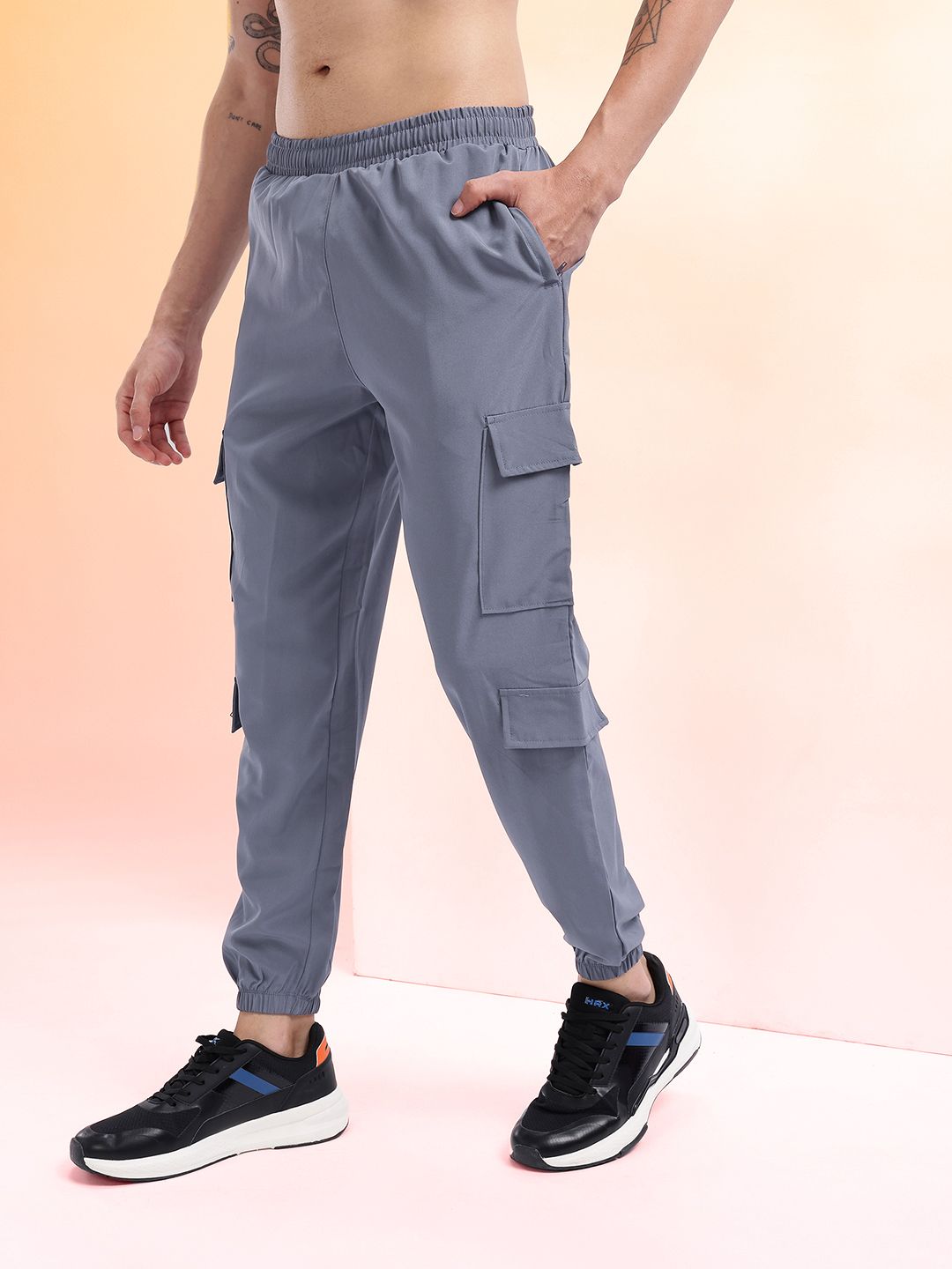HRX by Hrithik Roshan Men Mid-Rise Rapid-Dry Cargo-Style Training Joggers
