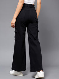 Miss Chase Women Black Wide Leg High-Rise Stretchable Jeans