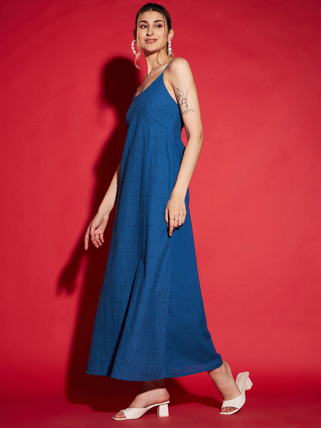 Tali bahu biru Sassafras Pakaian A-Line