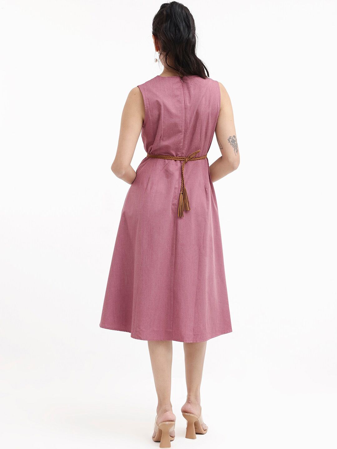 RAREISM V-Neck Fit & Flare Midi Dress