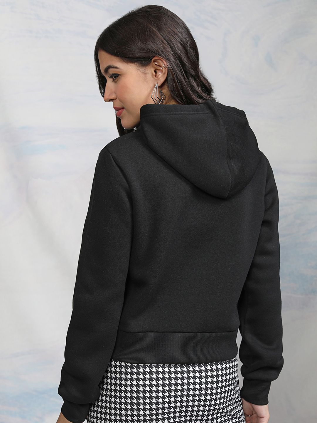 Tokyo Talkies Women Black Hooded Sweatshirt