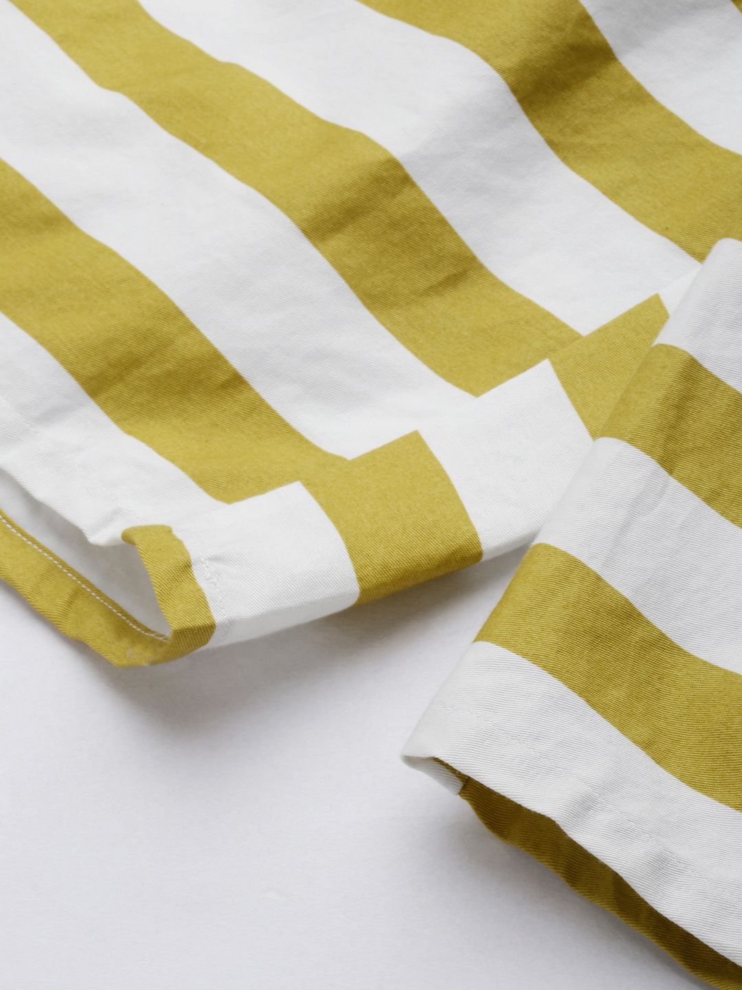 The Indian Garage Co Men Mustard Yellow & White Striped Pure Cotton Boxers 1120-BXR10-15