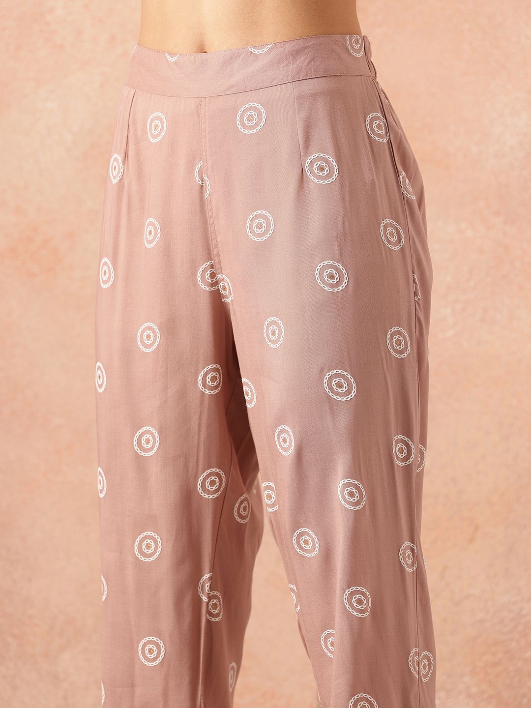 all about you Ethnic Motifs Printed Shirt Collar A-Line Kurta with Trousers
