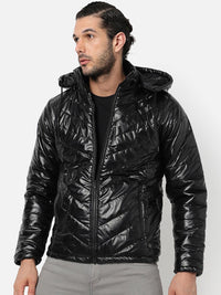 Campus Sutra Men Black Windcheater Outdoor Bomber Jacket