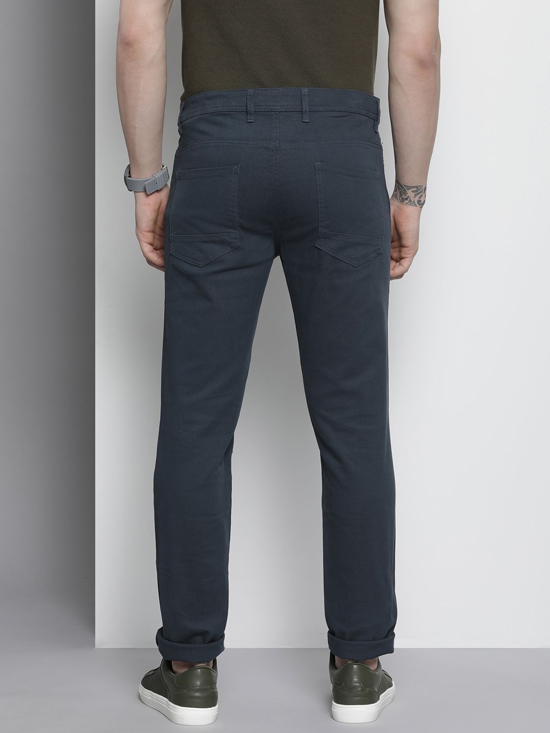 The Indian Garage Co Men Navy Blue Slim Fit Chinos