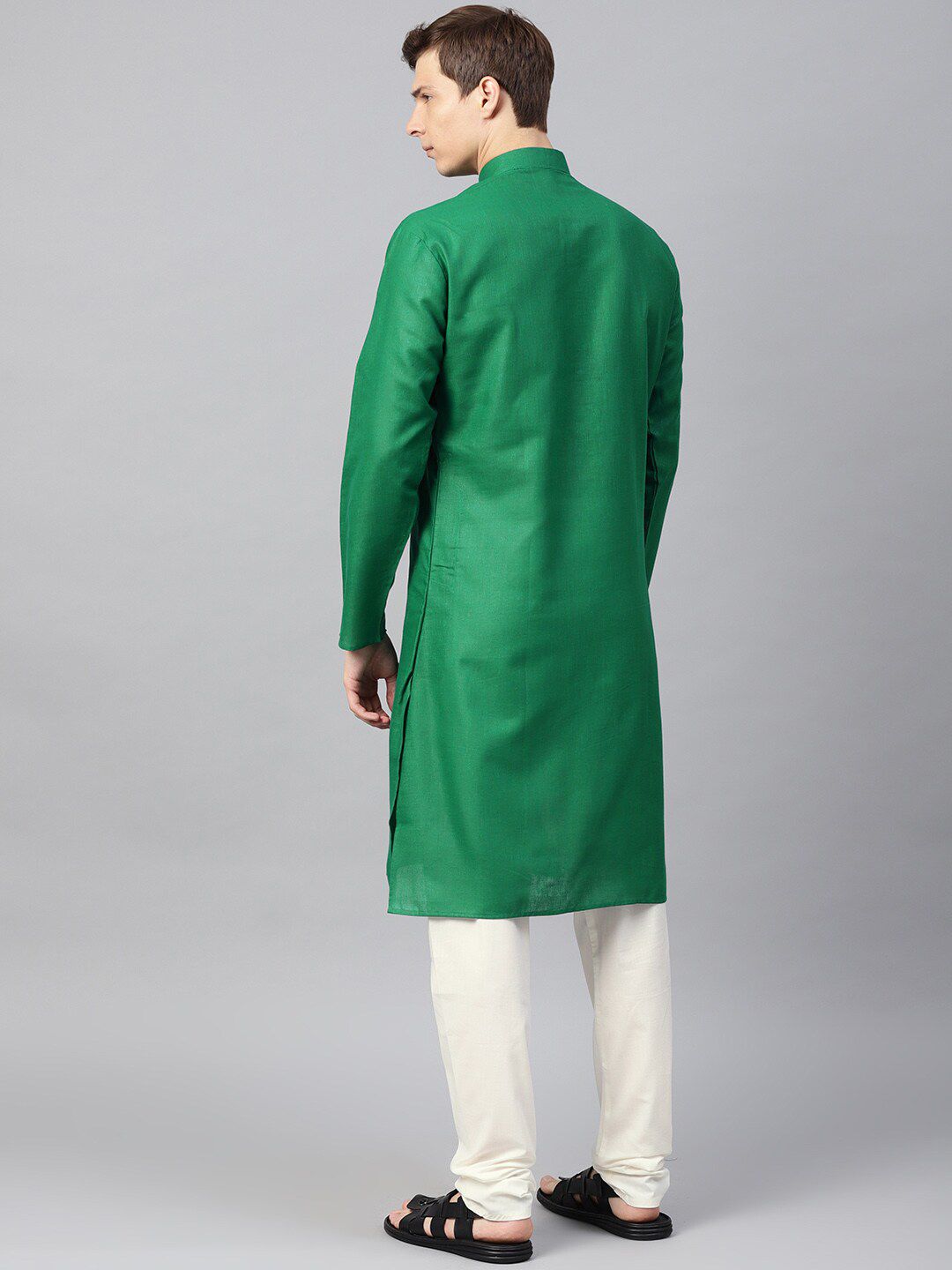 SOJANYA Mandarin Collar Patch Poket Linen Kapas Lurus Kurta