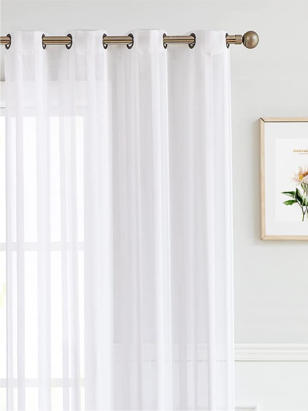 URBAN SPACE White Set of 2 Stiped Sheer Window Curtain