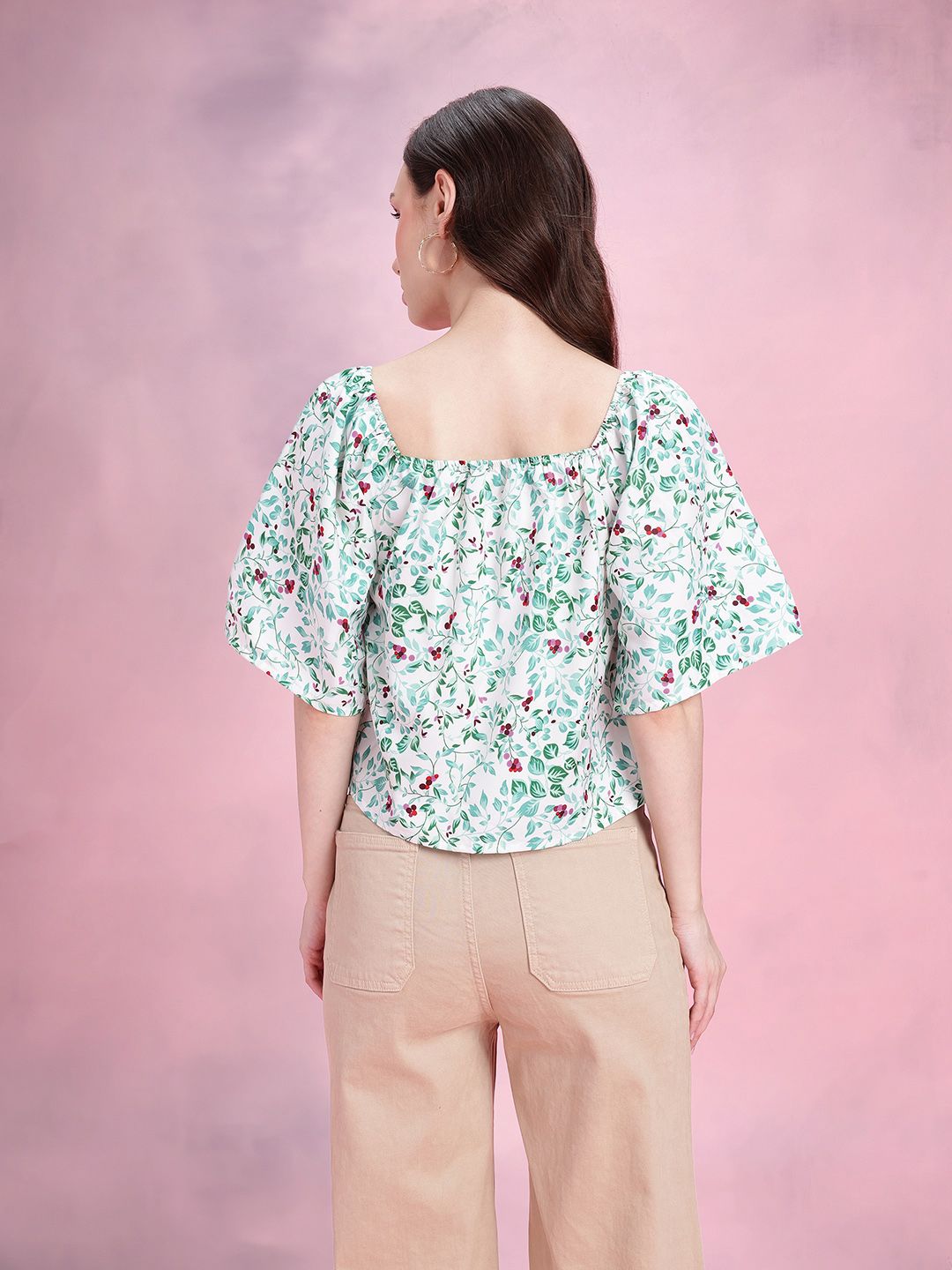 DressBerry Floral Print Flared Sleeve Top