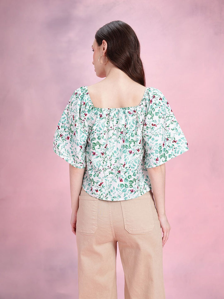 DressBerry Floral Print Flared Sleeve Top