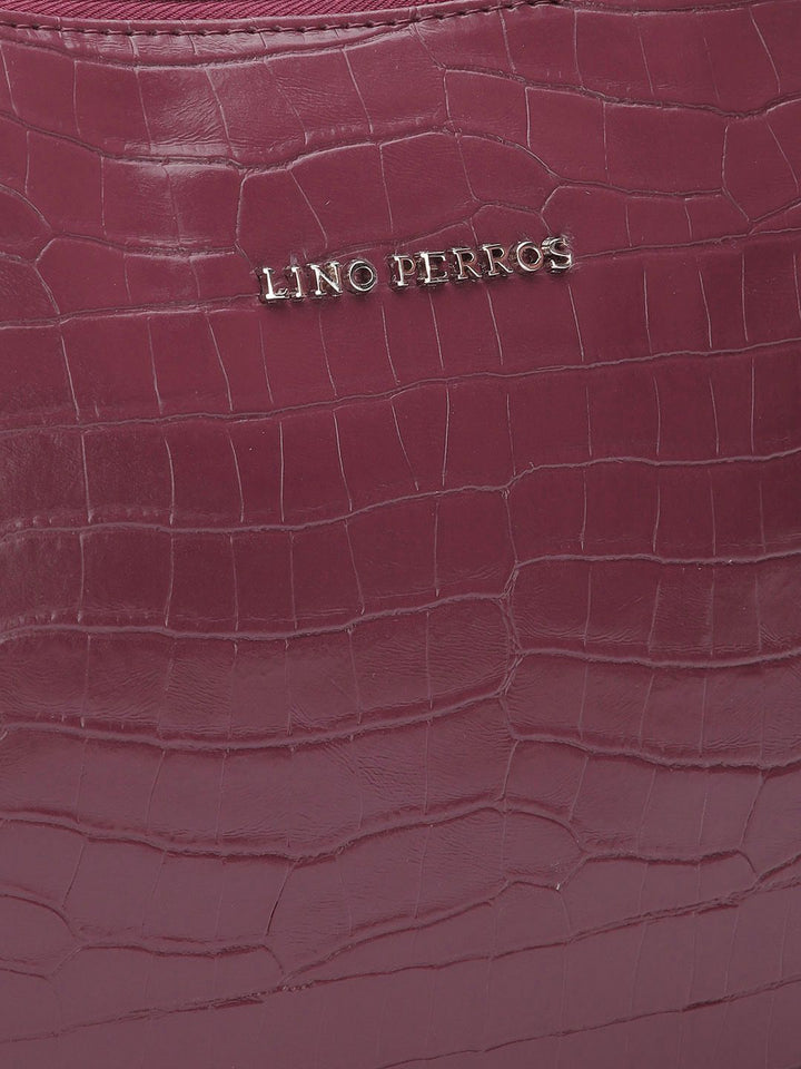 Lino Perros Croc Textured Structured Baguette Bag