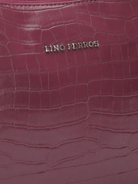 Lino Perros Croc Textured Structured Baguette Bag