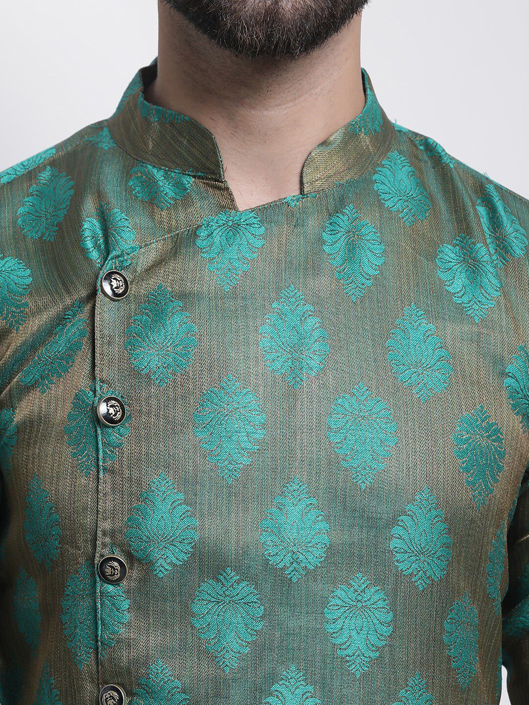 SOJANYA mandarin Kolar Motif Etnik Benang Kerja Kurta