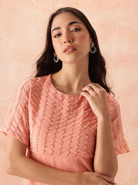 all about you Sequined Flared Sleeves Fit & Flare Dress