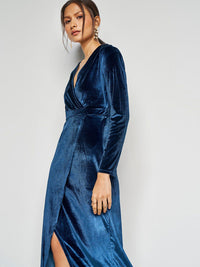 AND V-Neck Long Sleeves Maxi Midi Dress