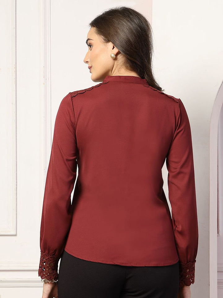 Style Quotient Women Mandarin Collar Shirt Style Top