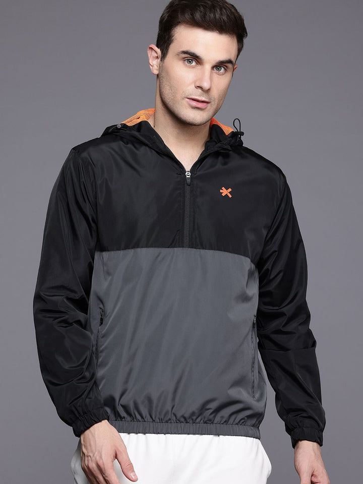 HRX by Hrithik Roshan Colourblocked & Printed Hooded Rapid-Dry Training Jacket