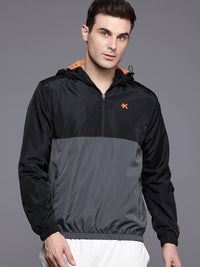 HRX by Hrithik Roshan Colourblocked & Printed Hooded Rapid-Dry Training Jacket