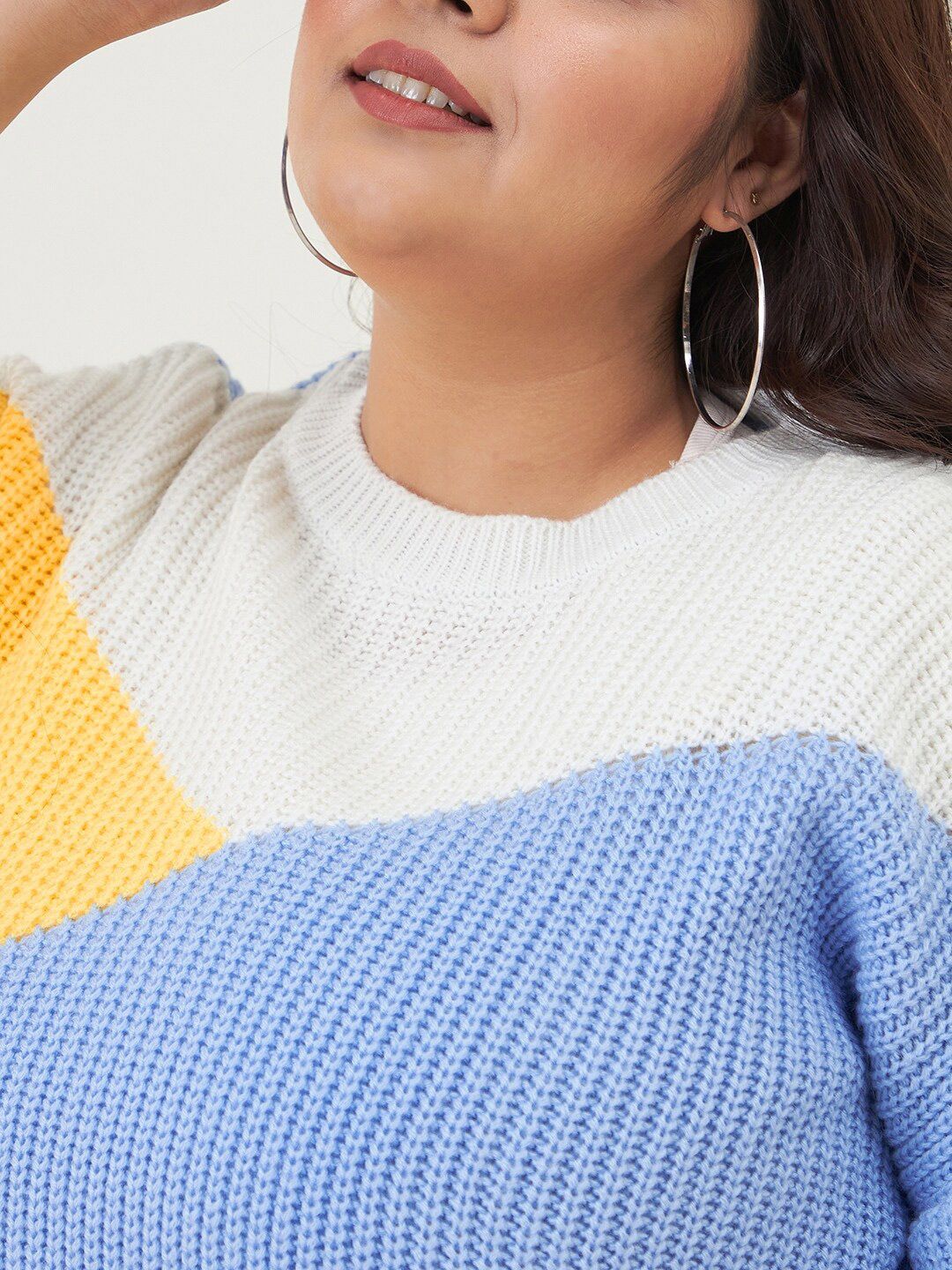 CURVY STREET Women Plus Size Colourblocked Acrylic Pullover
