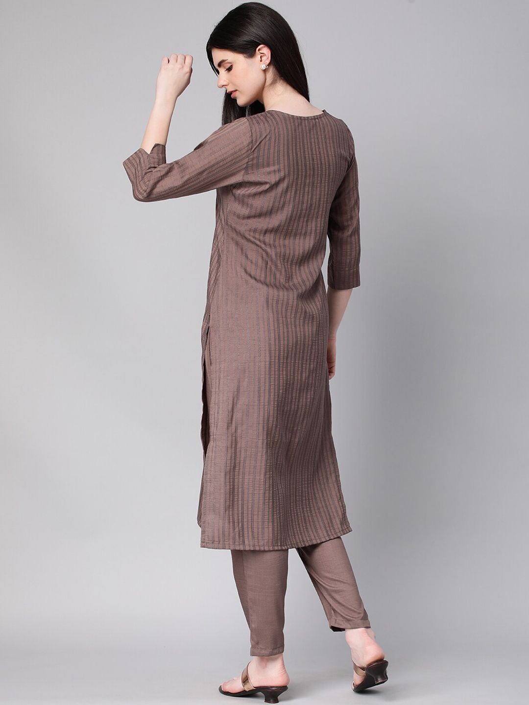 KALINI Striped Straight Kurta with Trousers