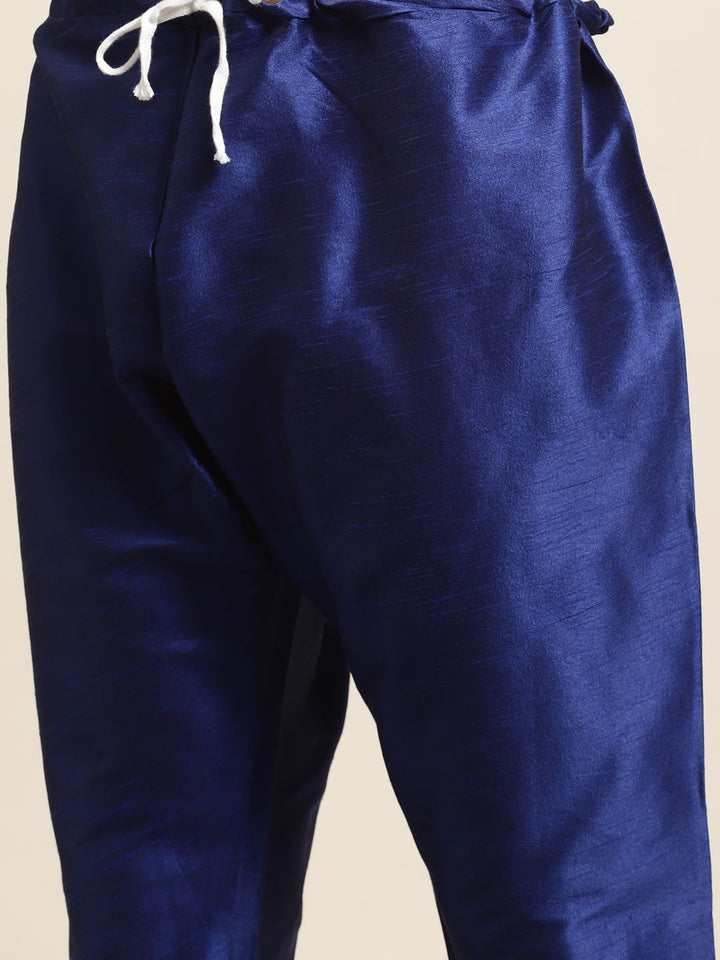 SOJANYA Men Navy Blue Kurta with Churidar & Nehru Jacket