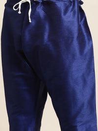 SOJANYA Men Navy Blue Kurta with Churidar & Nehru Jacket