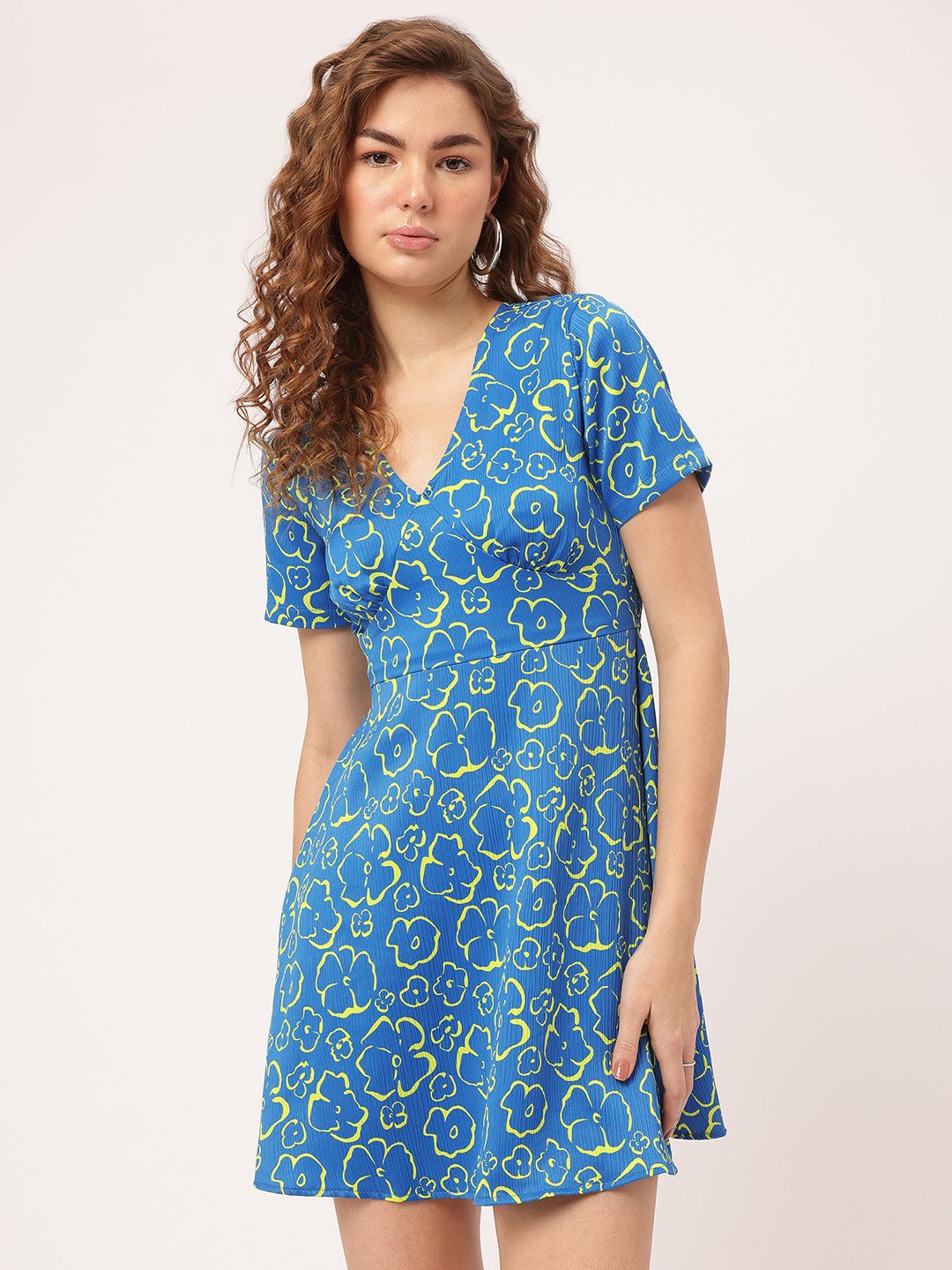 DressBerry Pastel Pop Printed Mini Empire A-Line Dress