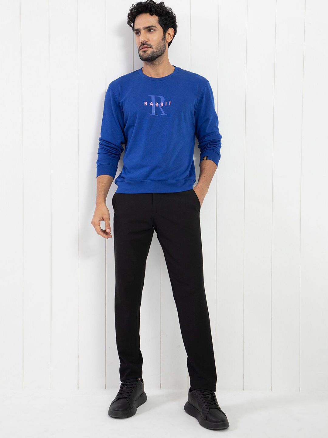 RARE RABBIT Men Brewet Typography Printed Sweatshirt