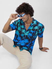 VASTRADO Classic Floral Printed Cuban Collar Oversized Casual Shirt