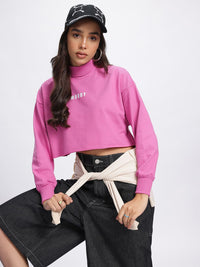 DressBerry Turtle Neck Drop-Shoulder Crop Sweatshirt
