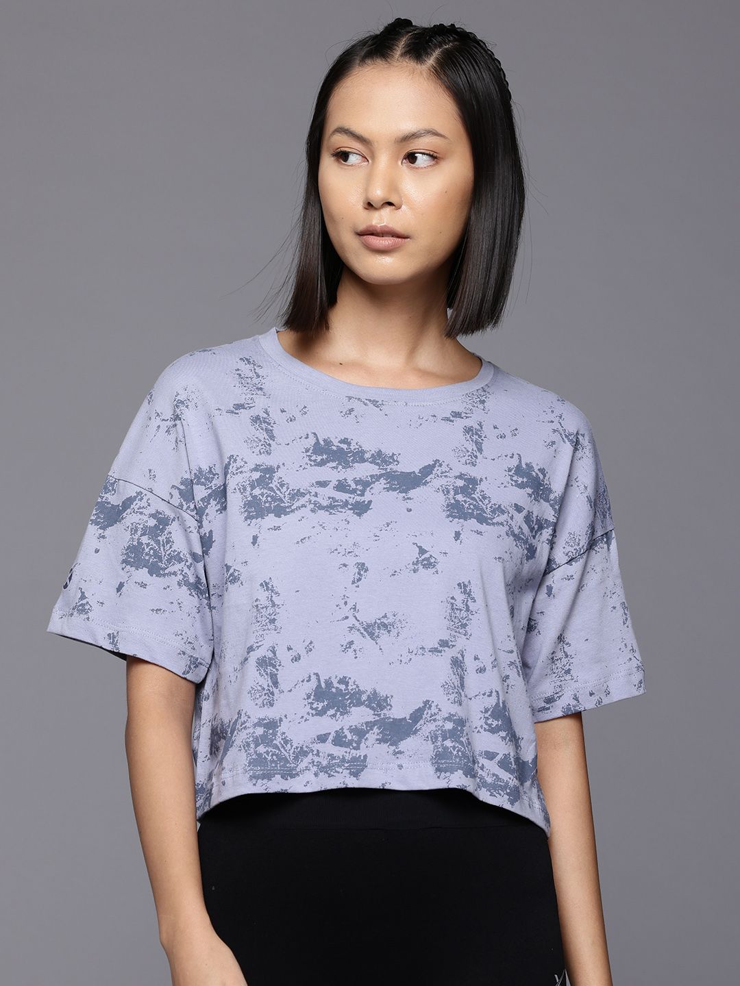 HRX by Hrithik Roshan Abstract Printed Yoga T-shirt