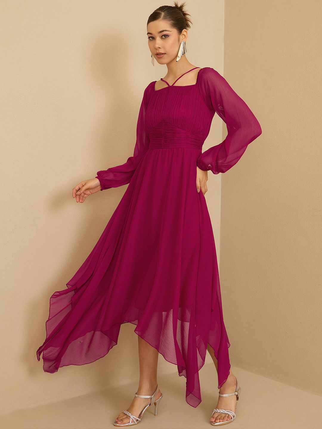 Antheaa Women Chiffon Maxi Midi Dress