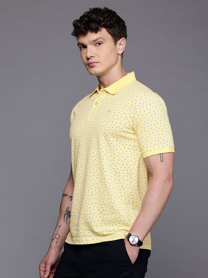 Raymond Geometric Printed Pure Cotton Modern Fit Polo Collar T-shirt