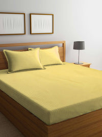 KLOTTHE Cadar Katil King 300TC Berjalur Kuning Dengan 2 Sarung Bantal