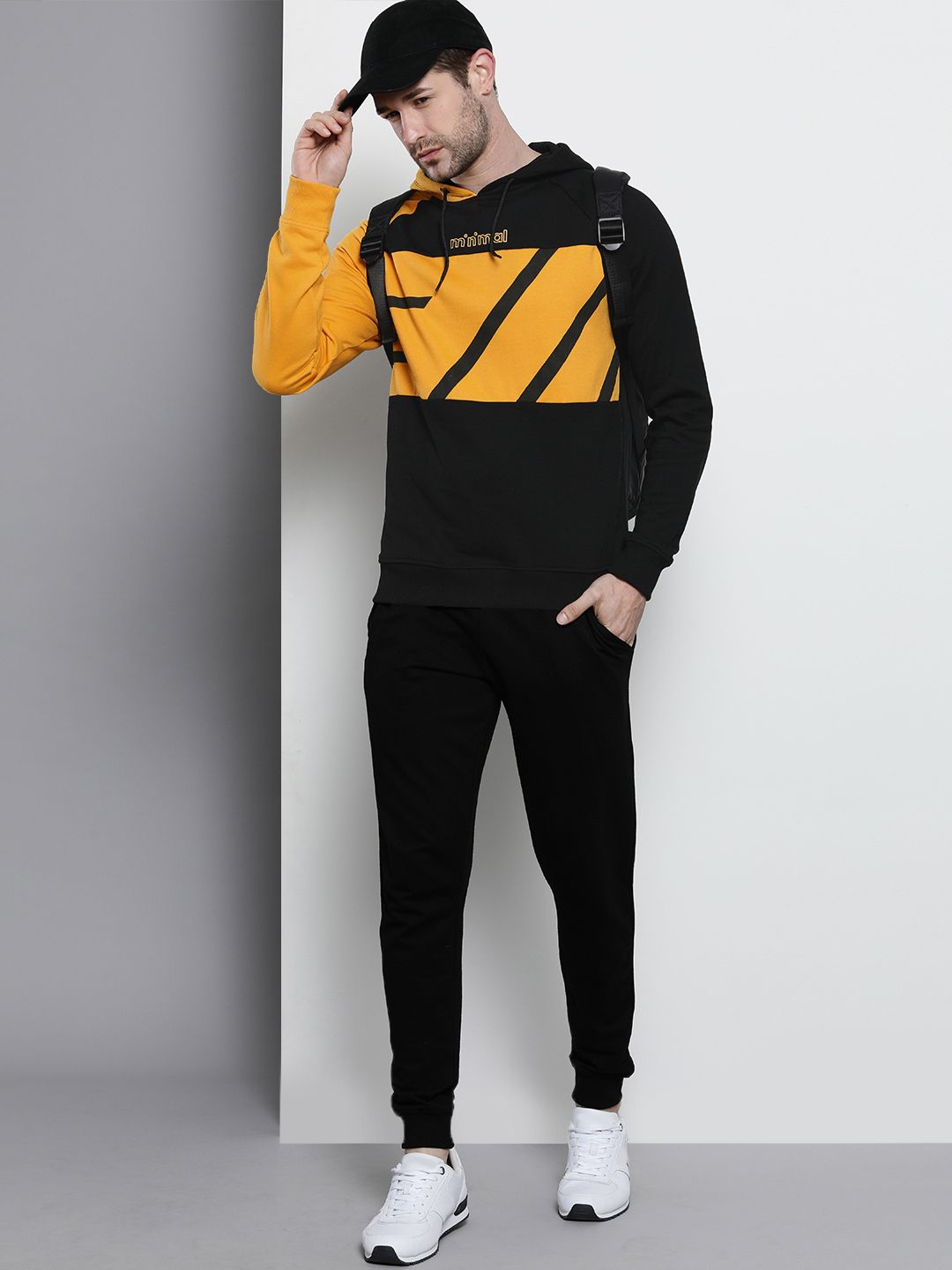 The Indian Garage Co Men Black Printed Hooded Sweatshirt