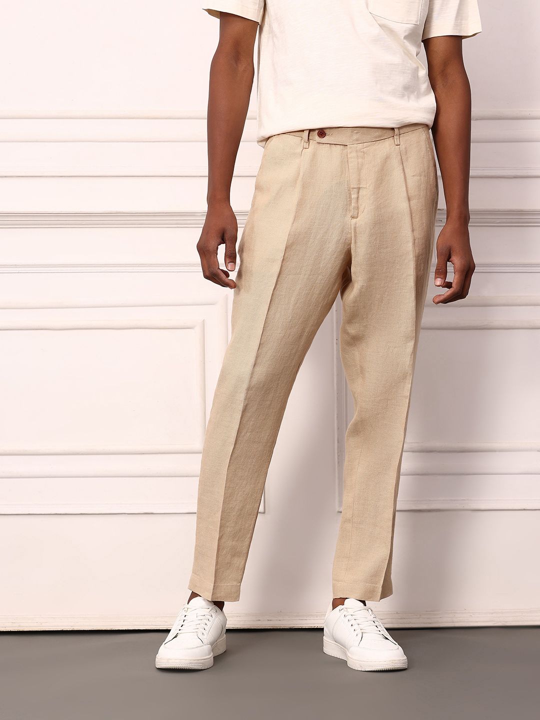 Mr Bowerbird Pure Linen Pleated Liberal fit Trousers With a Notepad