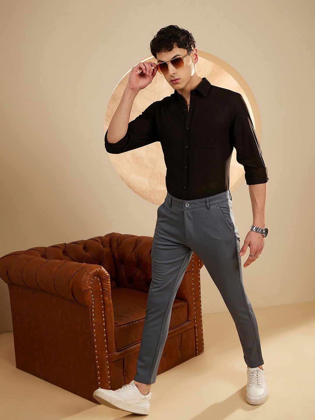 DENNISON Men Black Smart Slim Fit Solid Formal Wrinkle Free Shirt