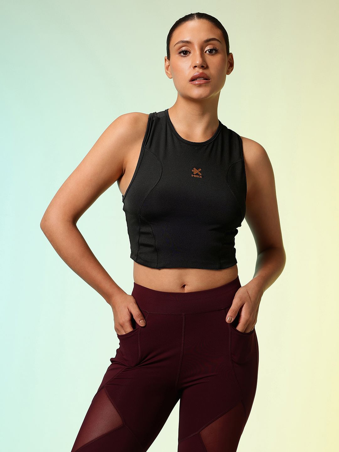 HRX by Hrithik Roshan ACTIVE-GODDESS Racer back Rapid Dry Training Tank Crop Top