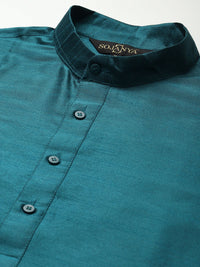 SOJANYA Kurta Motif Etnik Teal Lelaki dengan Churidar